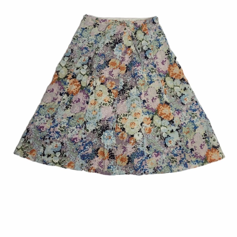 VINTAGE‎ skirt tiny floral cottagecore button drawstring M